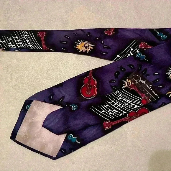 Guitar Tie - 100% Silk - Navy - Picture 2 of 7